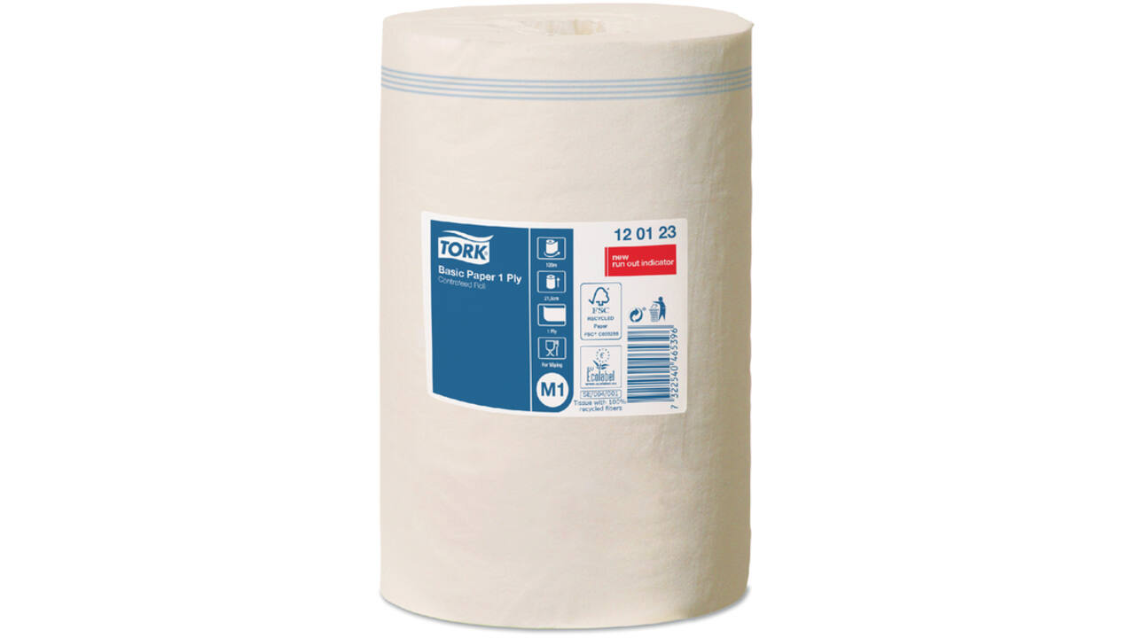 Poetspapier Tork M1 Basic Universal 1-laags 120m wit 120123