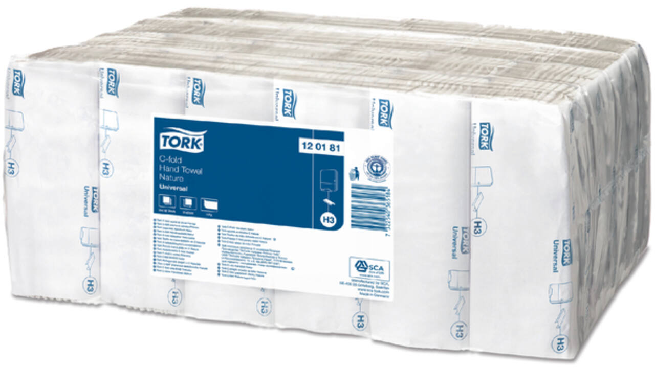 Handdoek Tork H3 c-vouw universal 1-laags naturel 120181