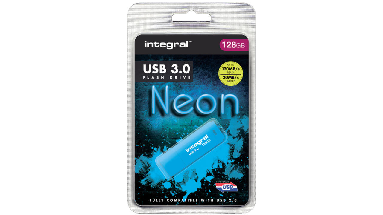 USB-stick 3.0 Integral 128GB neon blauw