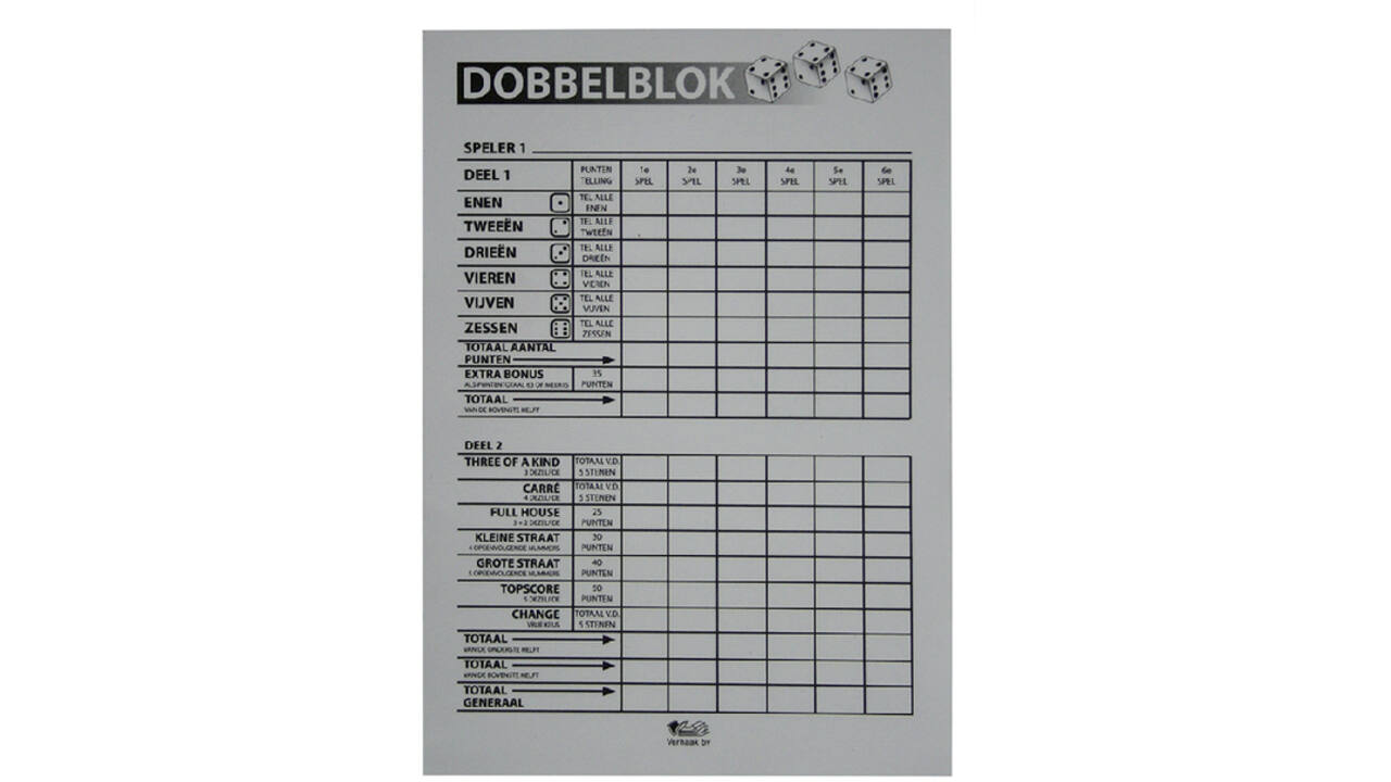 Dobbelblok Verhaak universeel 100 vel