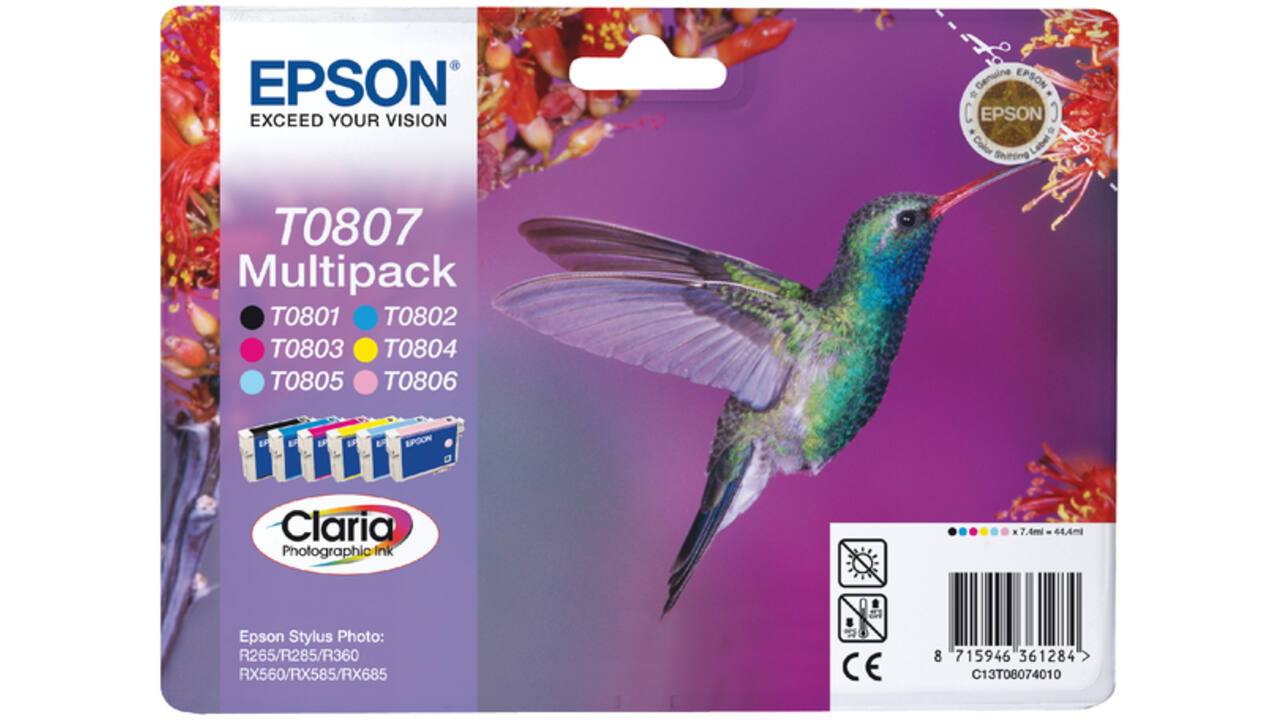 Inktcartridge Epson T0807 zwart + 5 kleuren