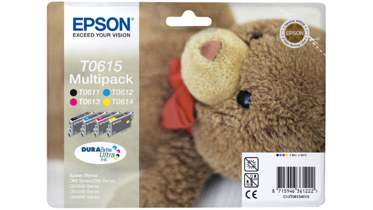 Inktcartridge Epson T0615 zwart + 3 kleuren