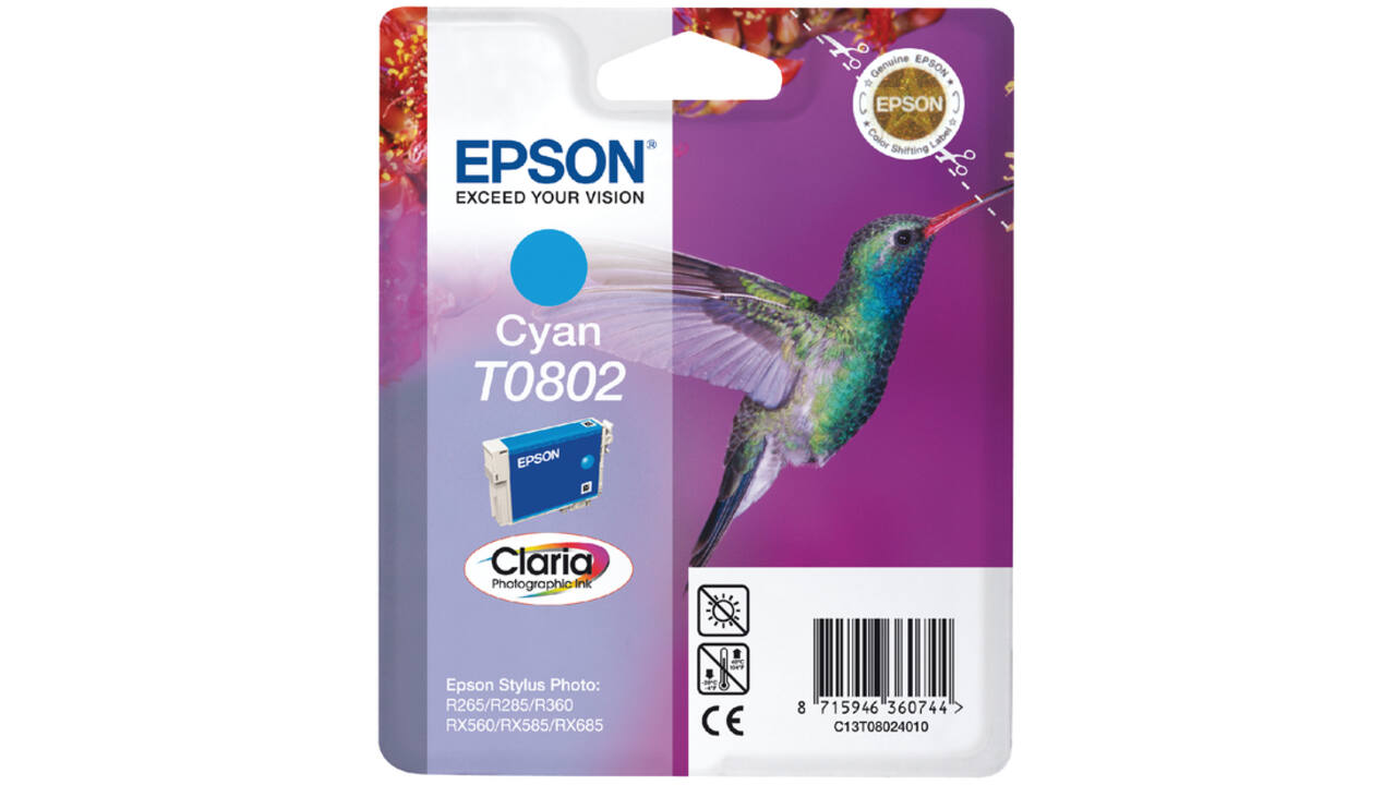 Inktcartridge Epson T0802 blauw