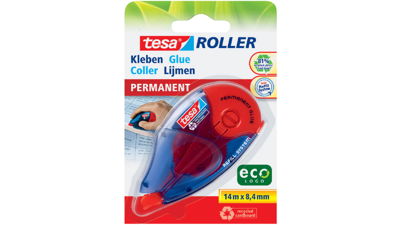 Lijmroller tesa® ecoLogo® permanent navulbaar op blister