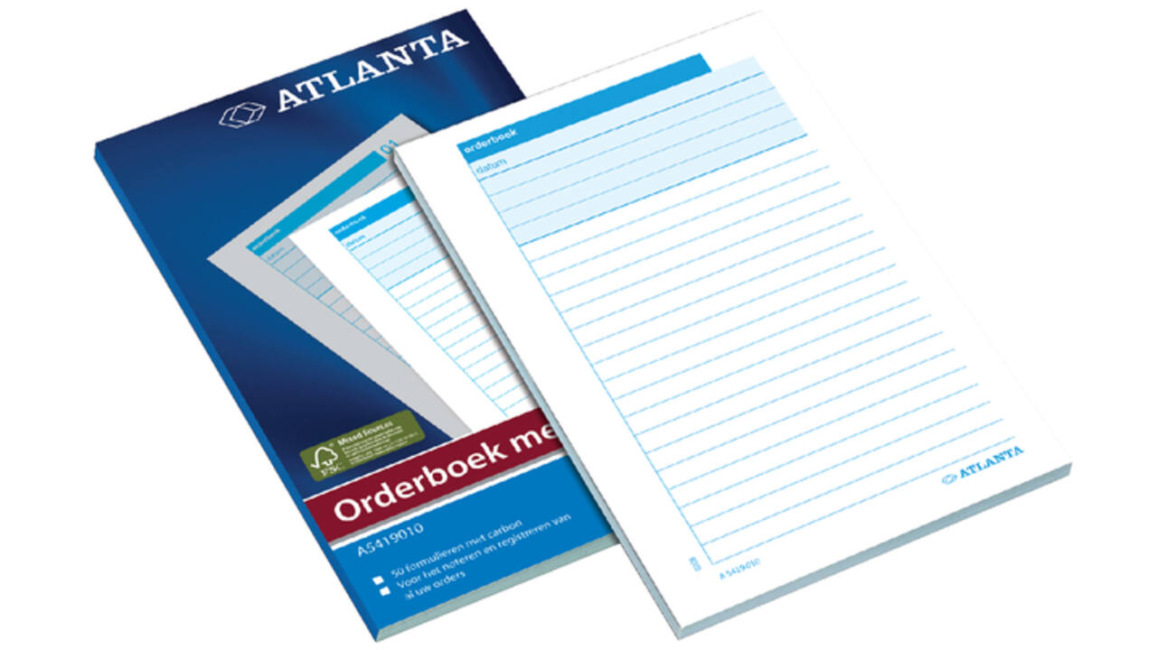 Orderboek Djois Atlanta 185x110mm 50x2vel met carbon wit