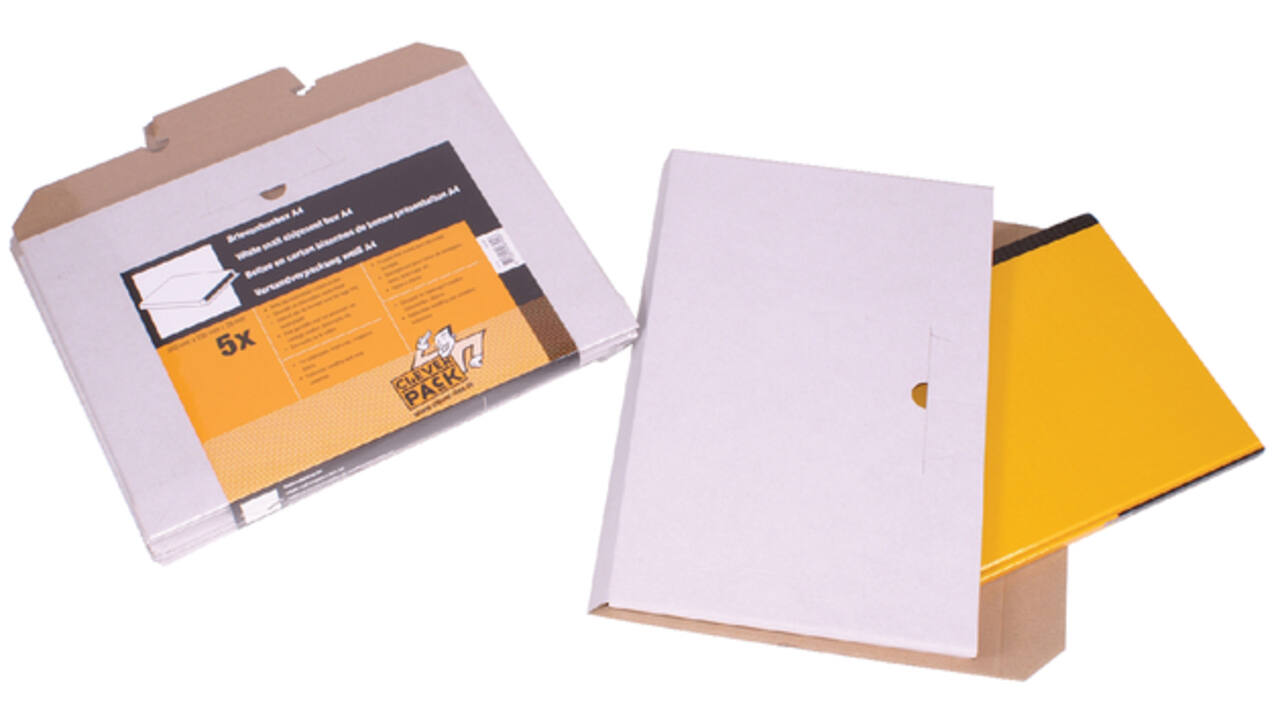 Brievenbusbox CleverPack A4 350x230x26mm karton wit pak à 5 stuks