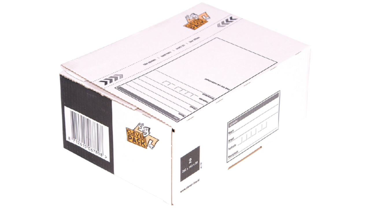 Postpakketbox 2 CleverPack 200x140x80mm wit pak à 25 stuks