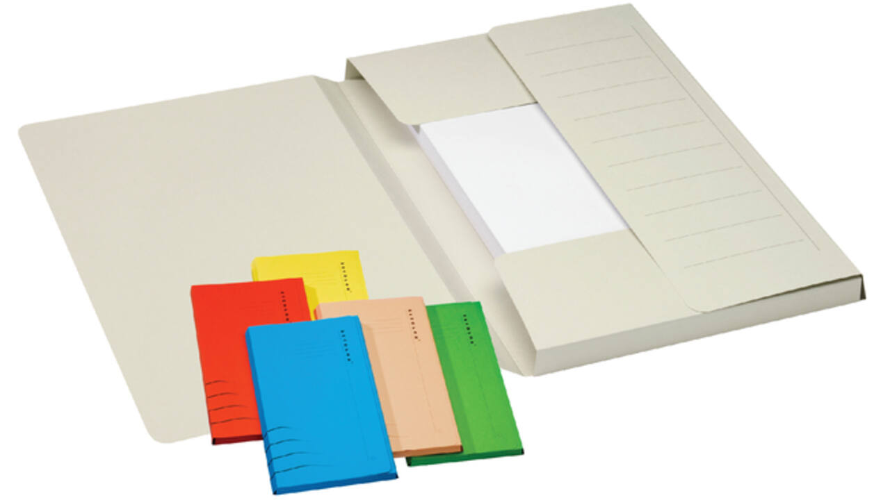 Dossiermap Djois Secolor Mammoet folio 3 kleppen 250gr recycled geel 50 stuks