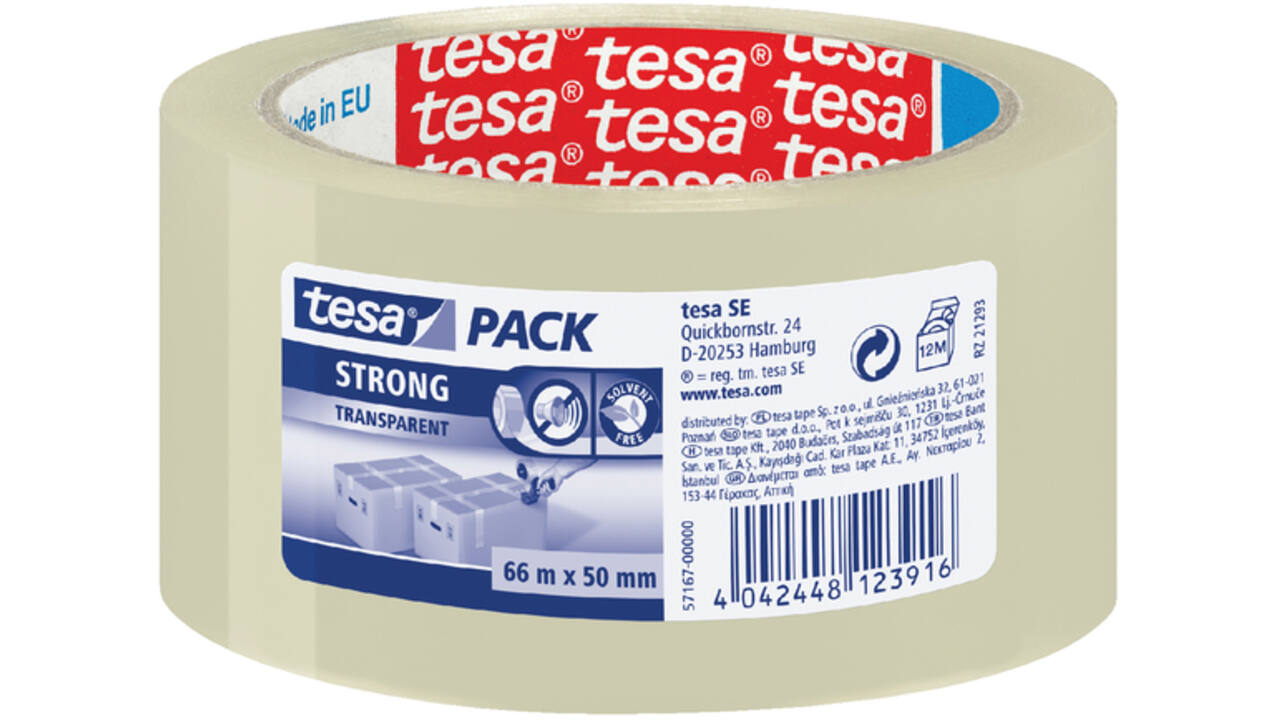 Verpakkingstape tesapack® Strong 66mx50mm PP transparant
