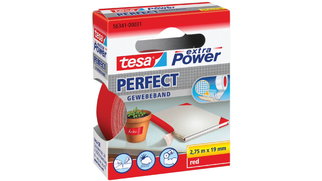 Textieltape tesa® extra Power Perfect 2.75mx19mm rood