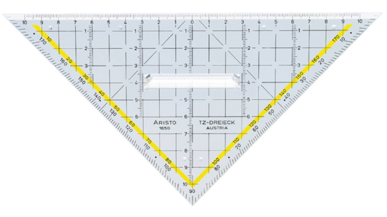 Geodriehoek Aristo 1650/2 225mm met greep transparant