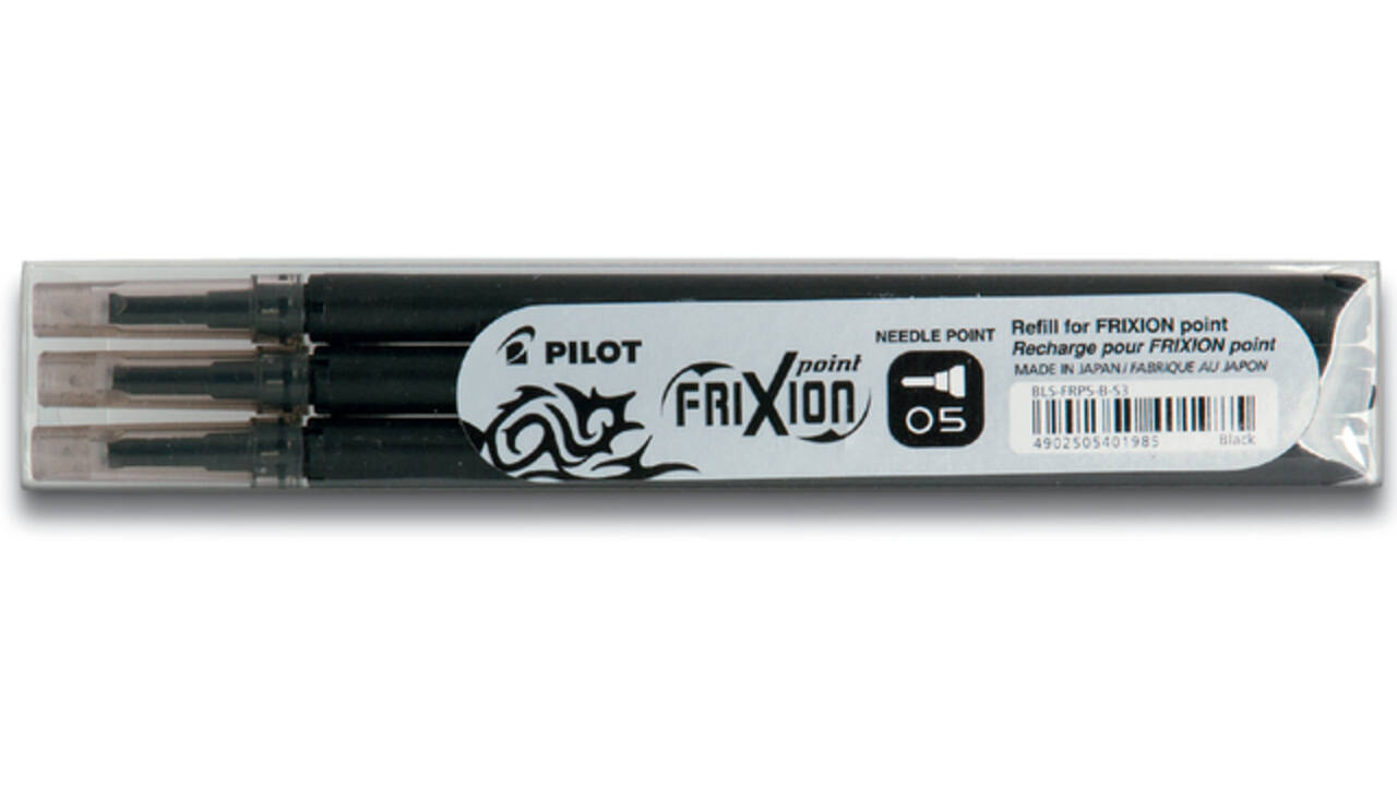 Rollerpenvulling PILOT friXion fijn zwart set à 3 stuks