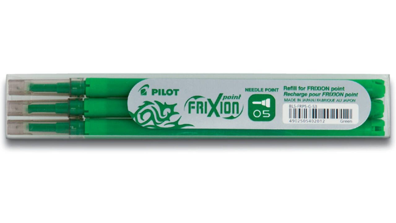 Rollerpenvulling PILOT friXion fijn groen set à 3 stuks