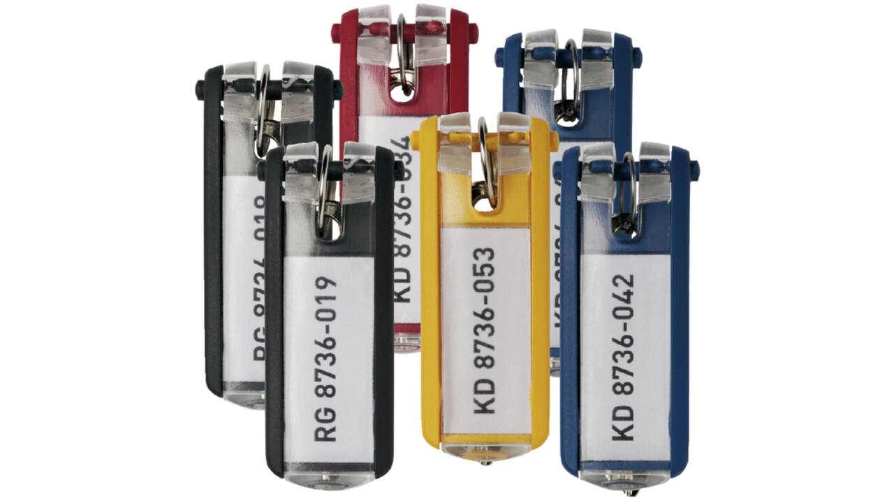 Sleutellabel Durable met ring assorti 6stuks