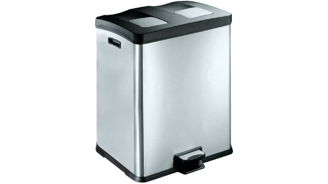 Afvalbak EKO Rejoice pedaalemmer 2x30 liter mat RVS