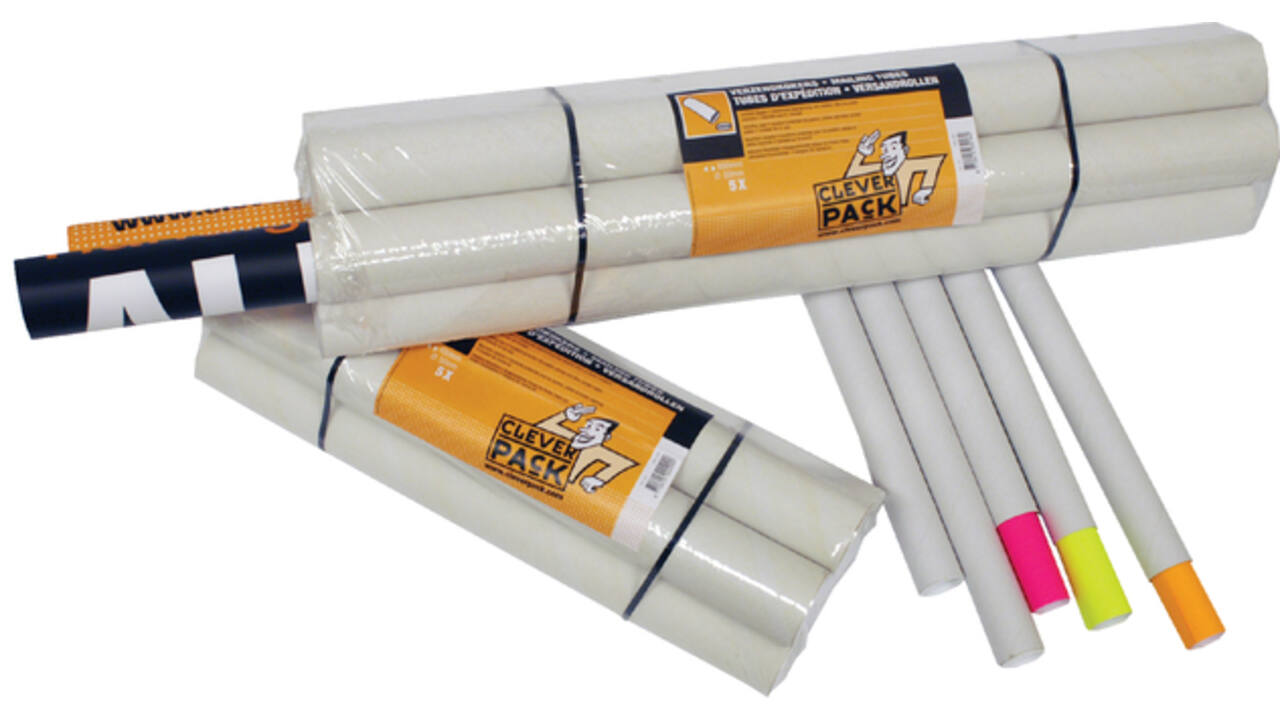 Verzendkoker CleverPack A1 650x50x1.5 met doppen wit pak à 5 stuks