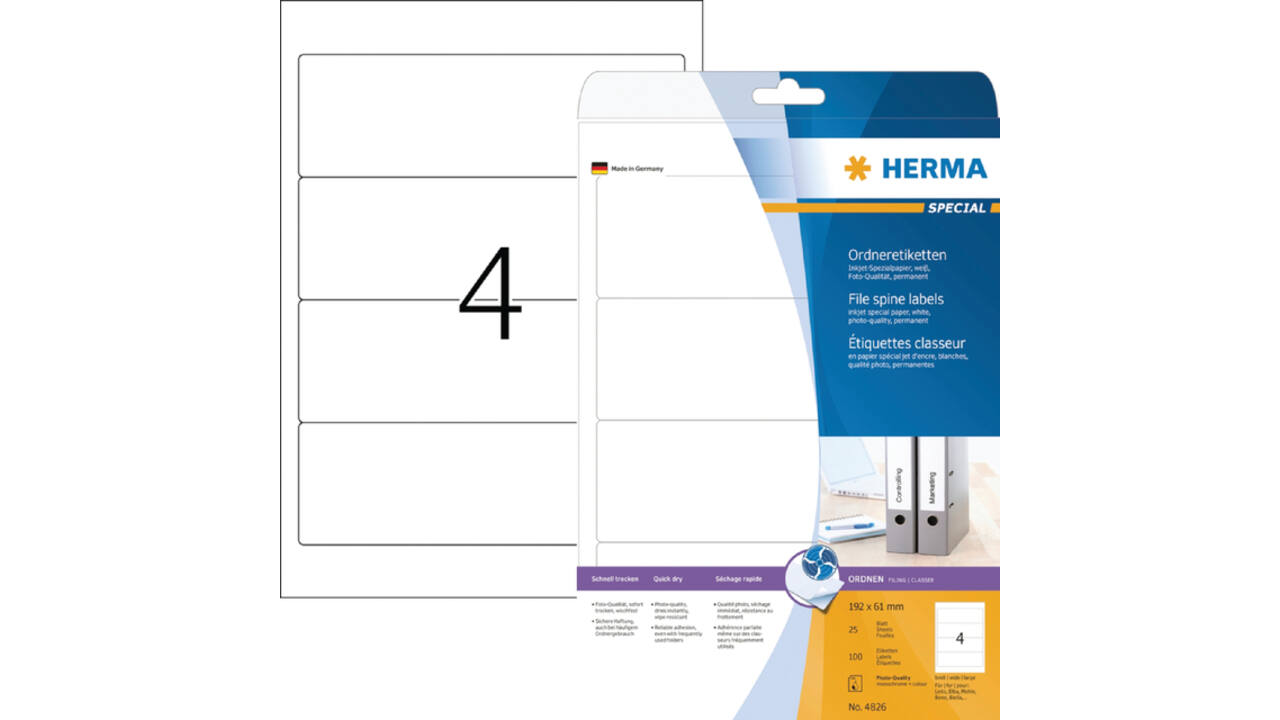 Rugetiket HERMA 5095 breed 61x192mm zelfklevend wit