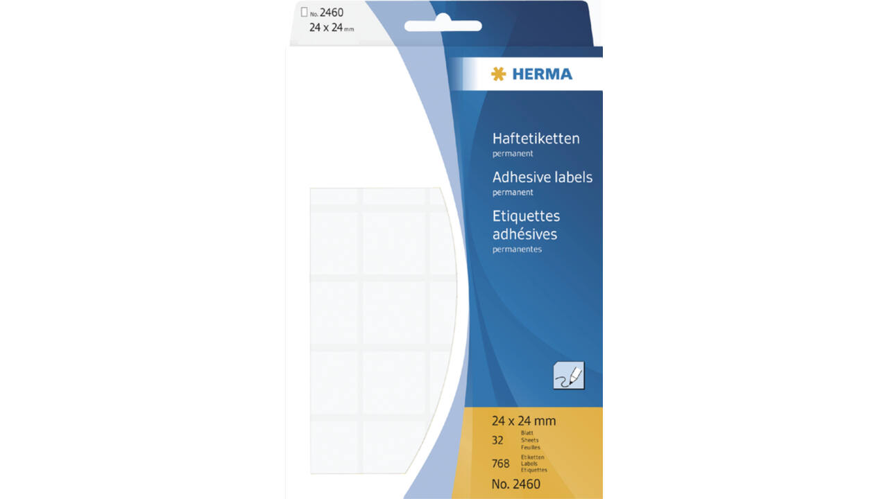 Etiket HERMA 2460 24x24mm wit 768 stuks