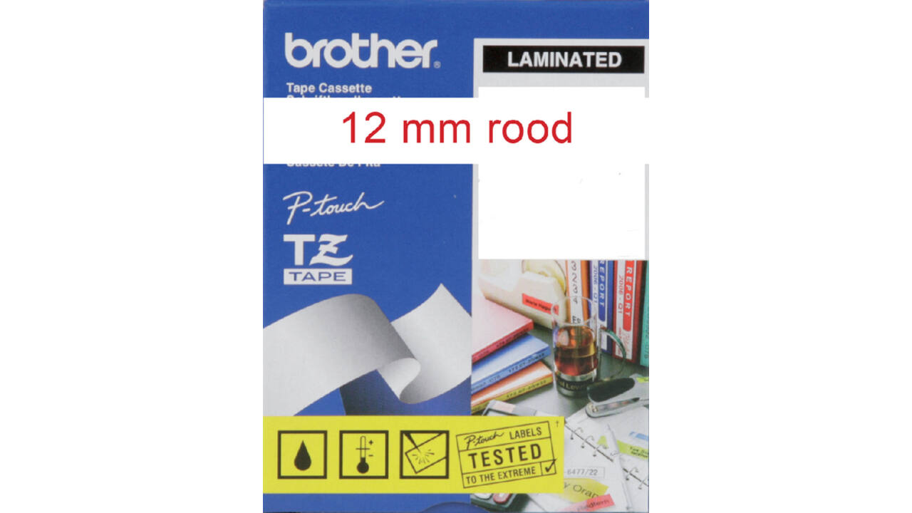 Labeltape Brother P-touch TZE-232 12mm rood op wit