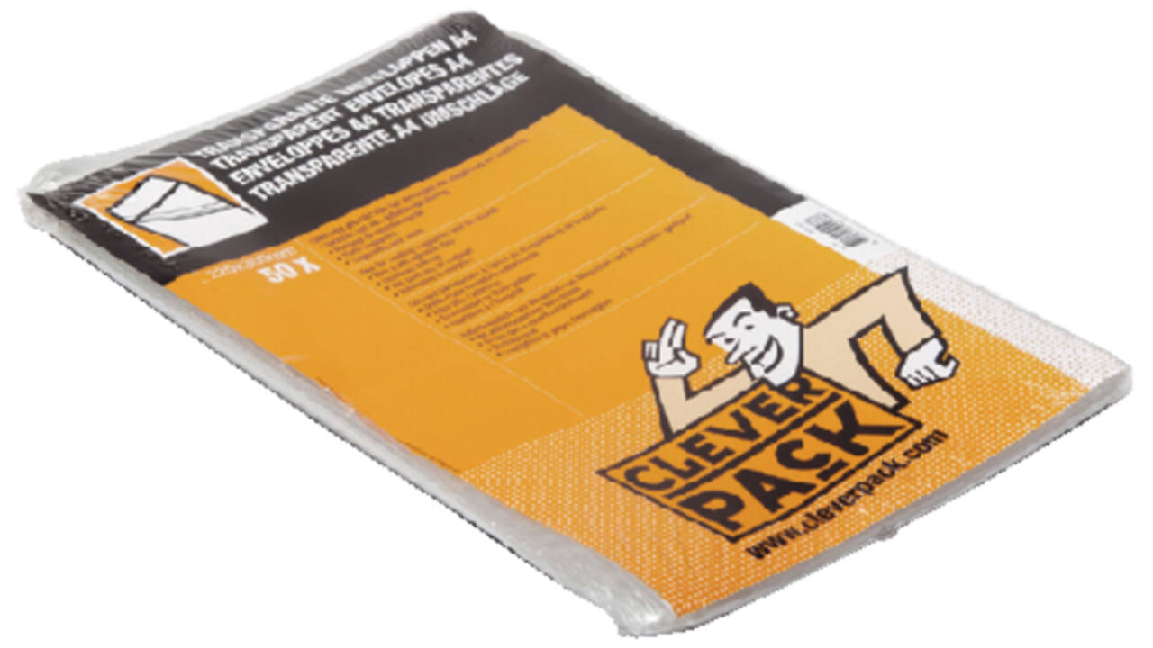 Envelop CleverPack akte A4 220x300mm zelfklevend transparant pak à 50 stuks