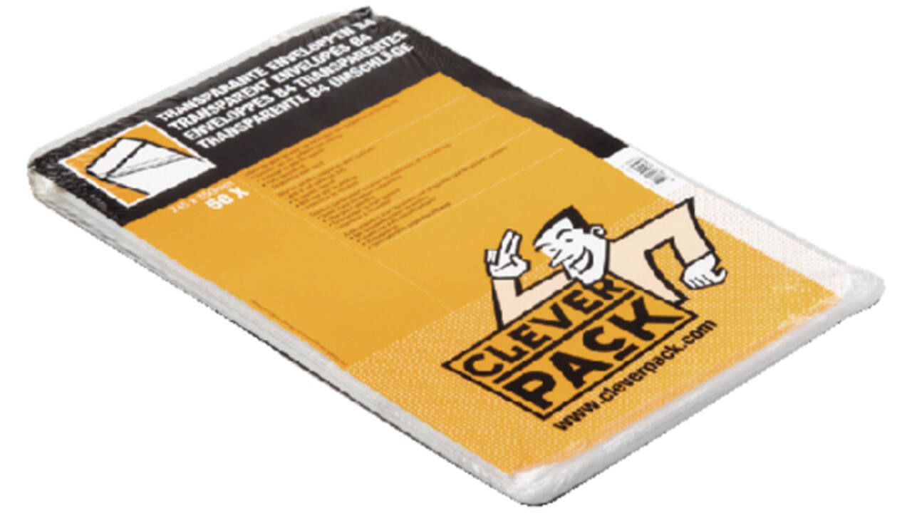 Envelop CleverPack akte B4 245x350mm zelfklevend transparant pak à 50 stuks