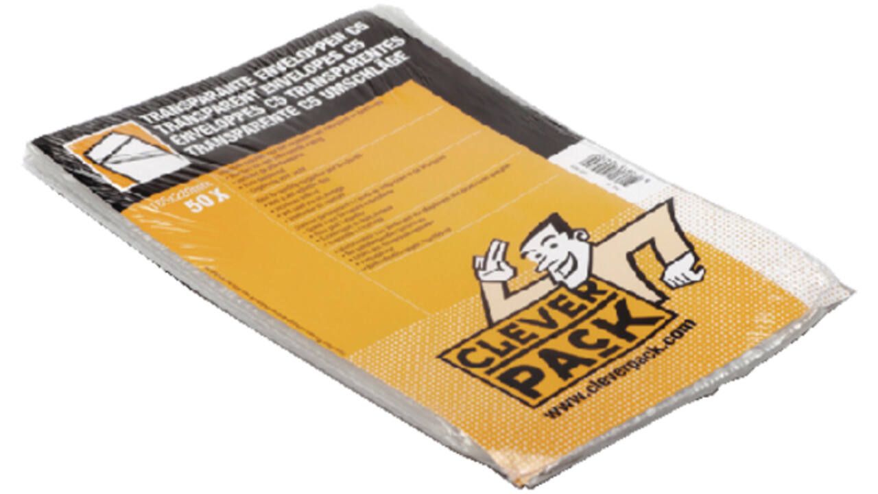 Envelop CleverPack akte C5 165x220mm zelfklevend transparant pak à 50 stuks
