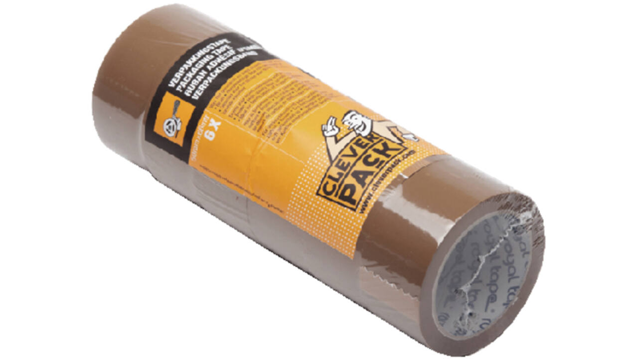 Verpakkingstape CleverPack 48mmx66m bruin PP pak à 6 rol