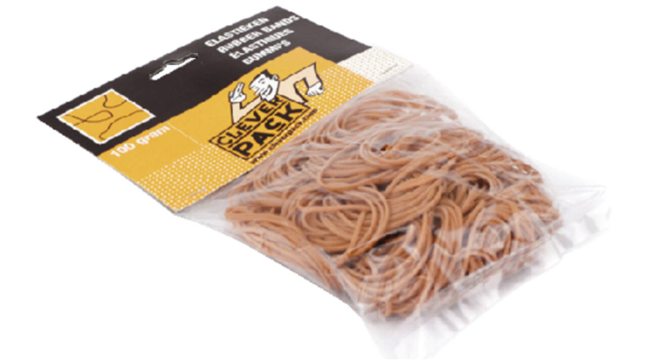 Elastiek CleverPack smal 65mmx1.5mm 100gr bruin