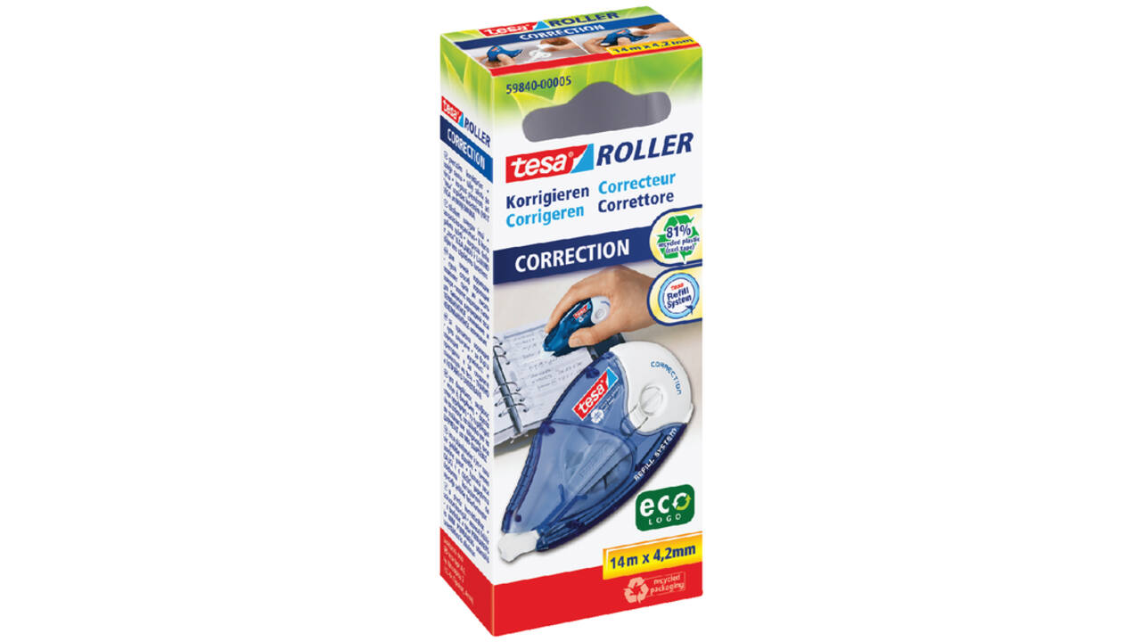 Correctieroller tesa® ecoLogo® 4,2mmx14m navulbaar hangdoosje