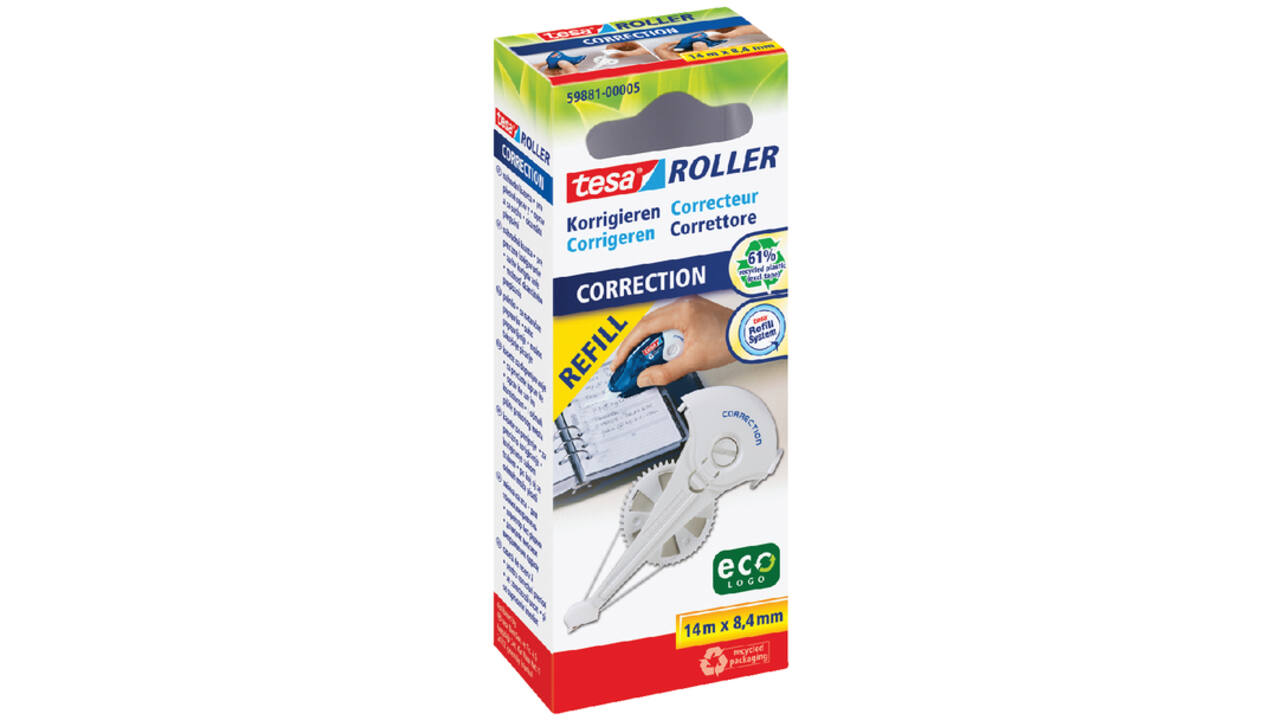 Navulling corretieroller tesa® ecoLogo® 14mx8,4mm hangdoosje