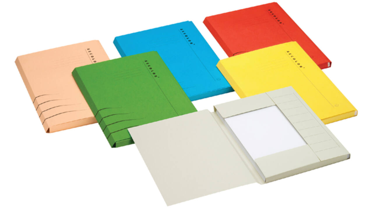 Dossiermap Secolor folio 3 kleppen 225gr geel