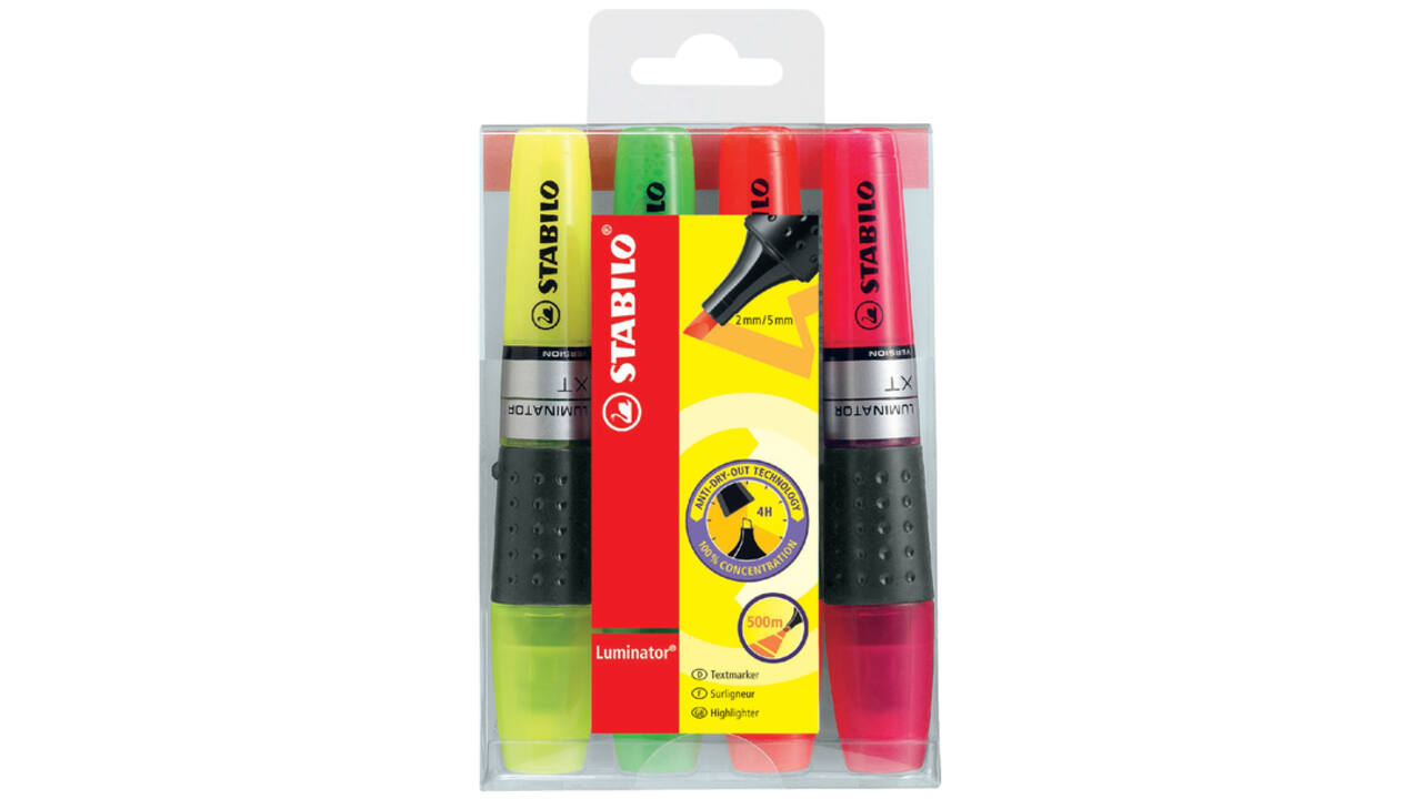 Markeerstift STABILO Luminator XT assorti 71/4 assorti etui à 4 stuks
