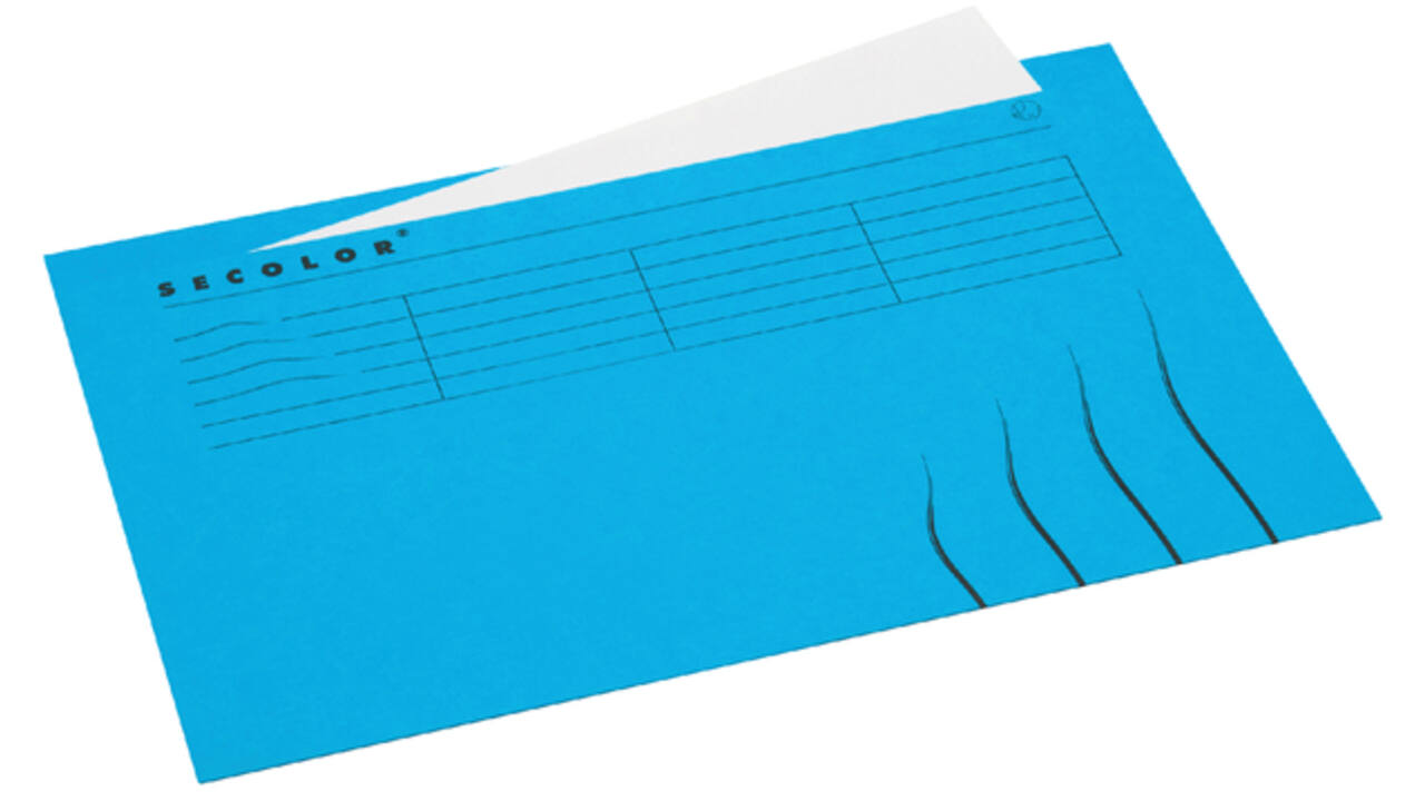 Vouwmap Secolor Folio ongelijk 225gr blauw