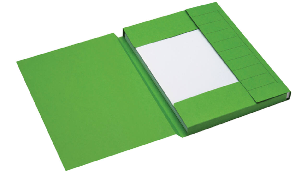 Dossiermap Secolor A4 3 kleppen 225gr groen