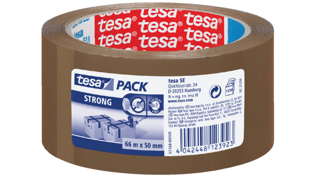 Verpakkingstape tesapack® Strong 66mx50mm PP bruin