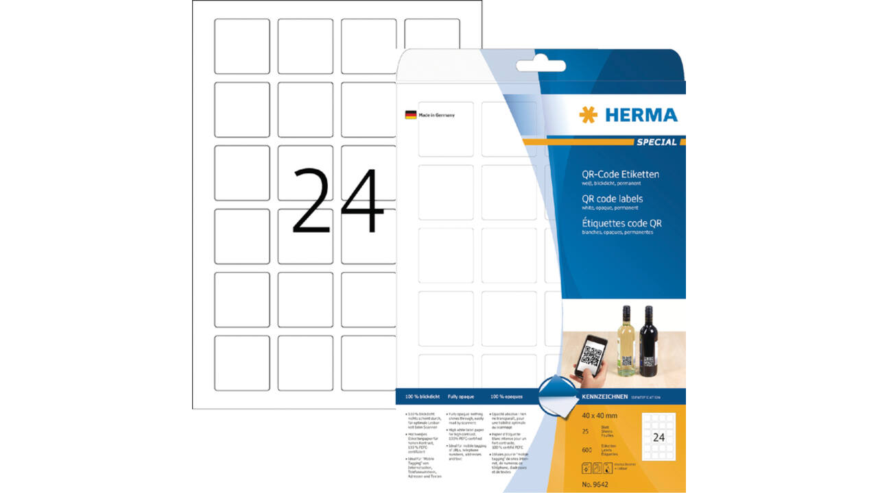 Etiket HERMA 9642 40x40mm QR-code wit 600stuks