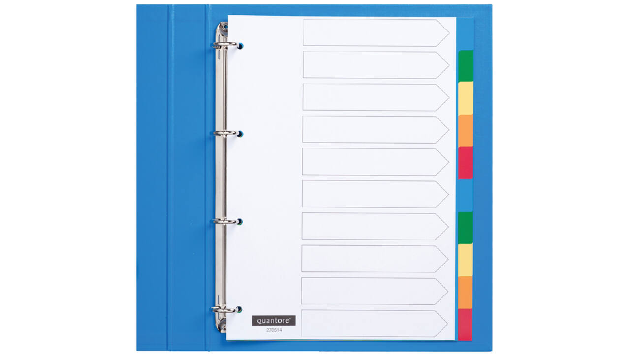 Tabbladen Quantore 4-gaats 10-delig assorti tabs PP