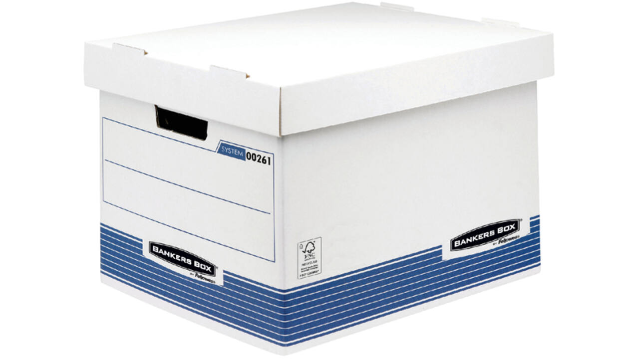 Archiefdoos Bankers Box System standaard wit blauw