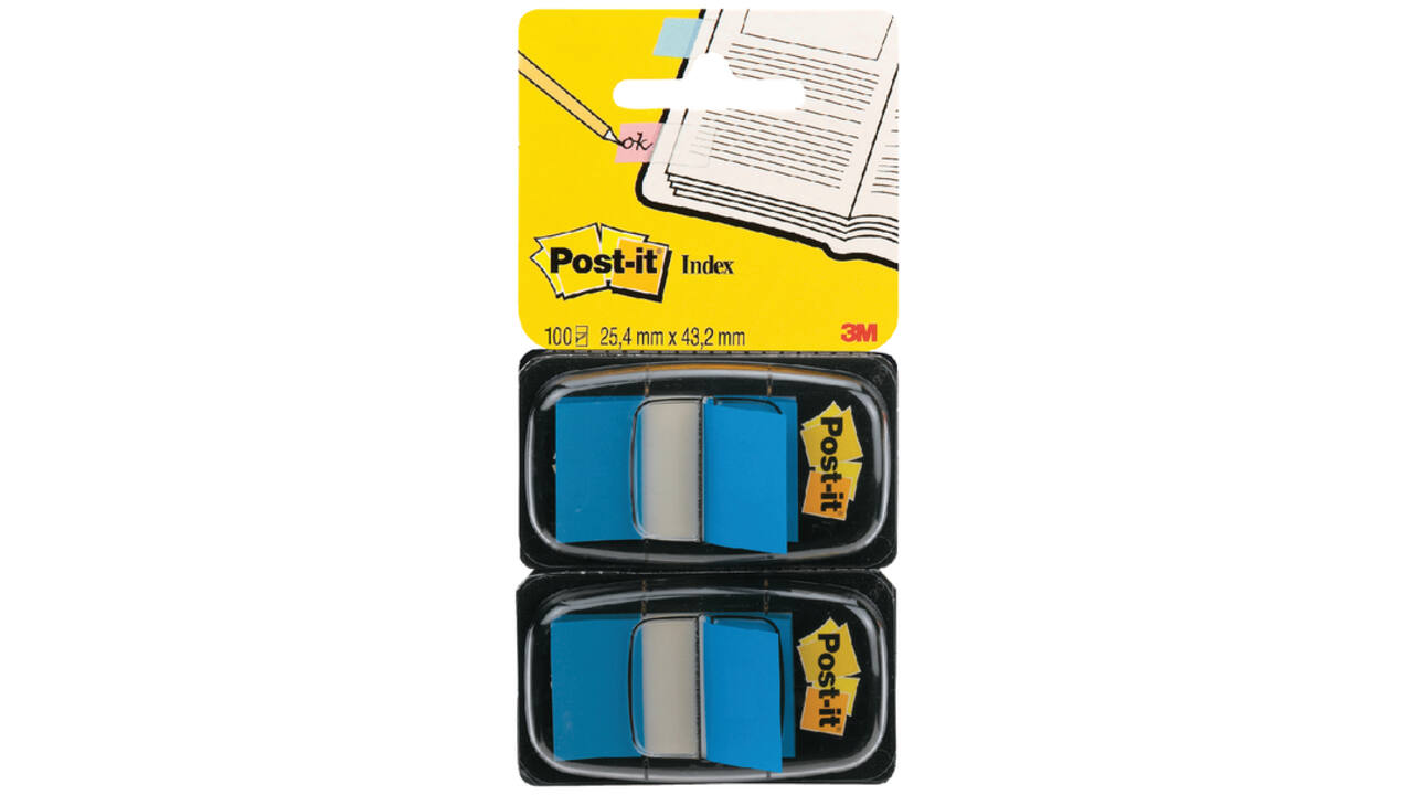 Indextabs Post-it 680 25.4x43.2mm duopack blauw 2x 50 tabs