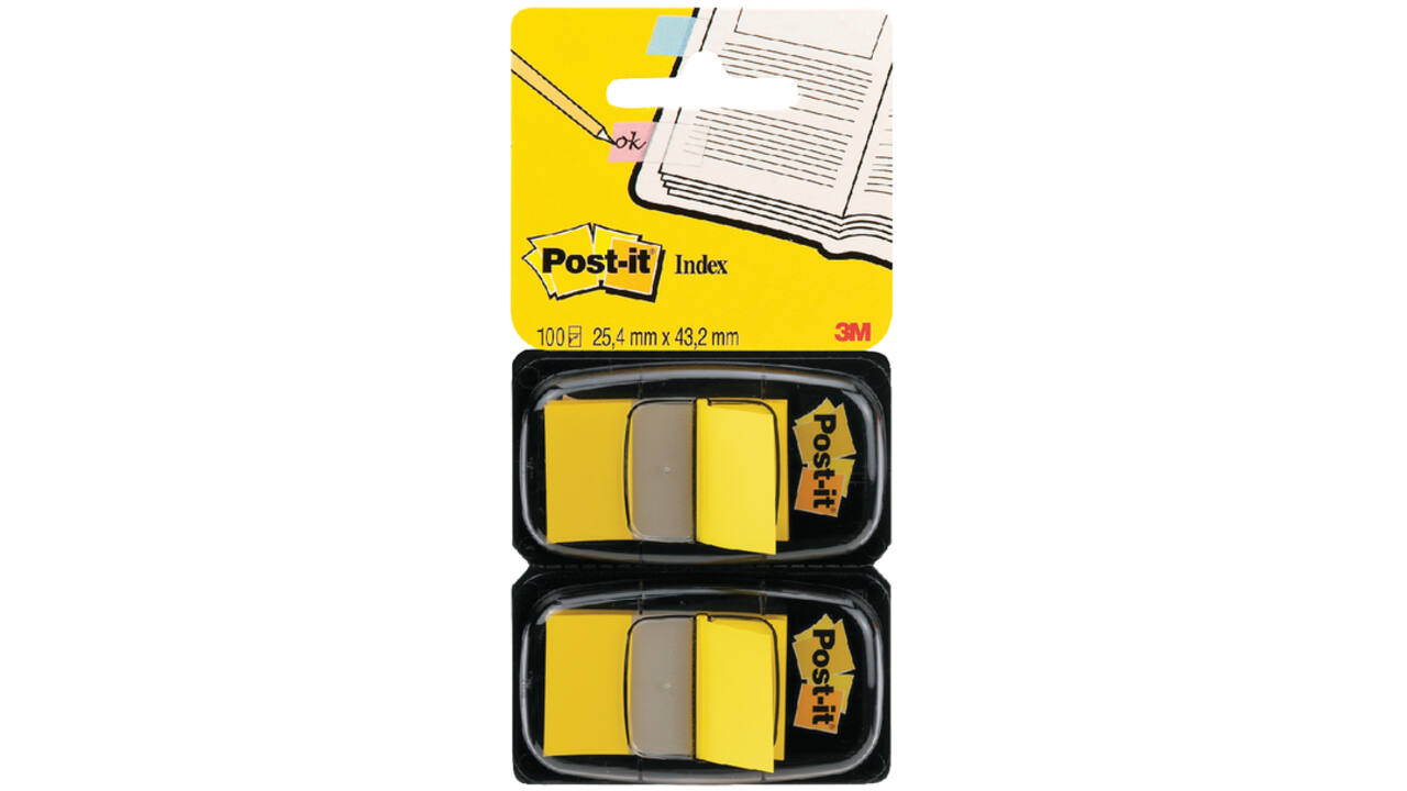Indextabs Post-it 680 25.4x43.2mm duopack geel 2x50 tabs