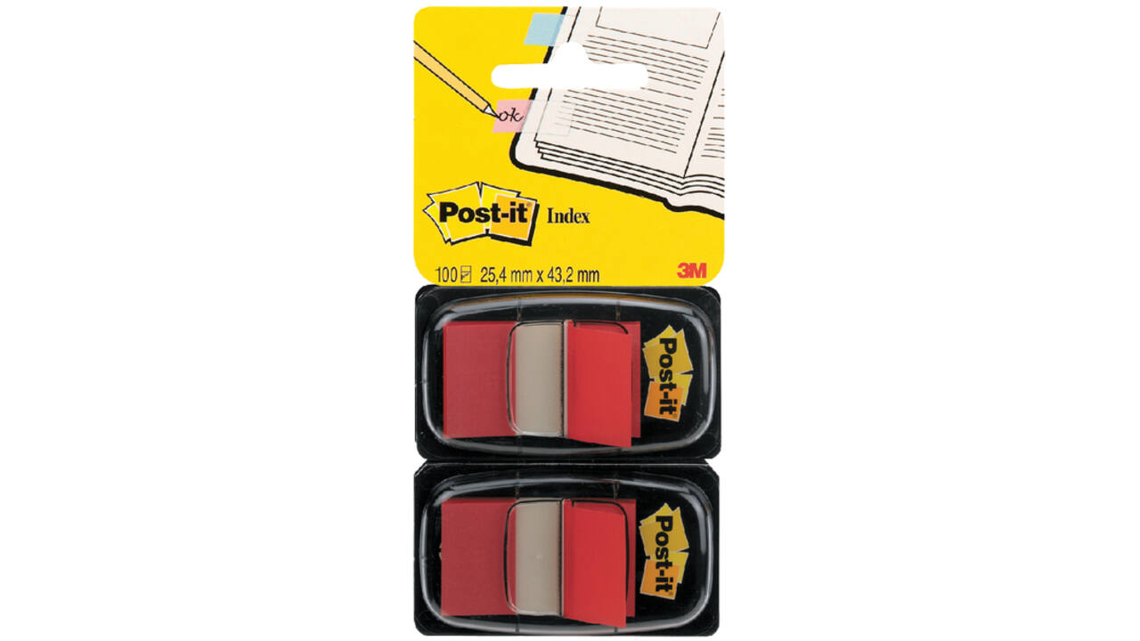 Indextabs Post-it 680 25.4x43.2mm duopack rood 2x 50 tabs