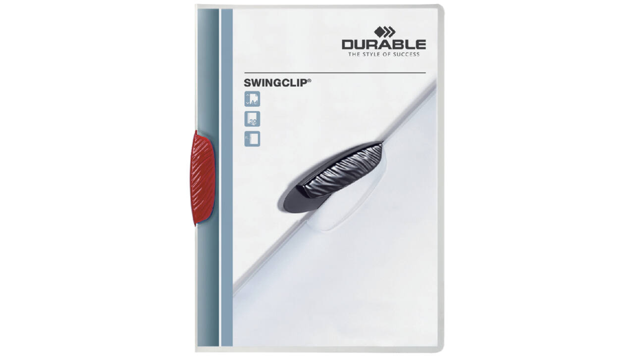 Klemmap Durable Swingclip 30 vellen rood
