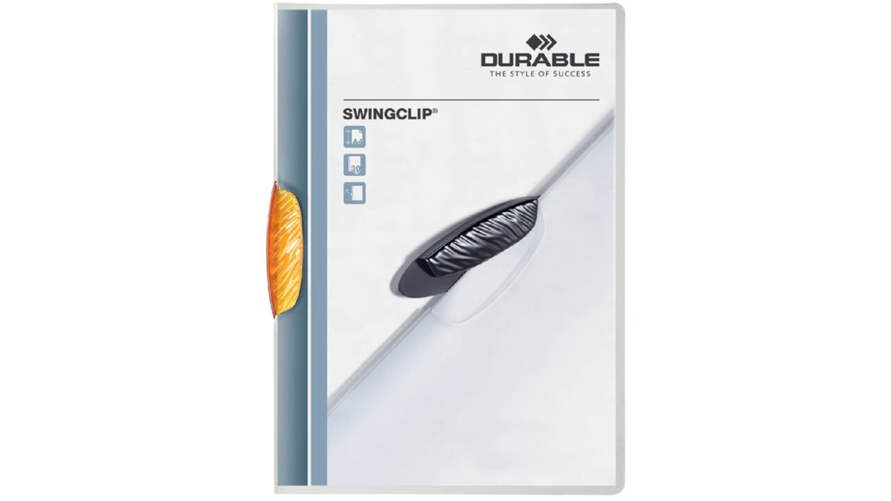 Klemmap Durable Swingclip 30 vellen oranje