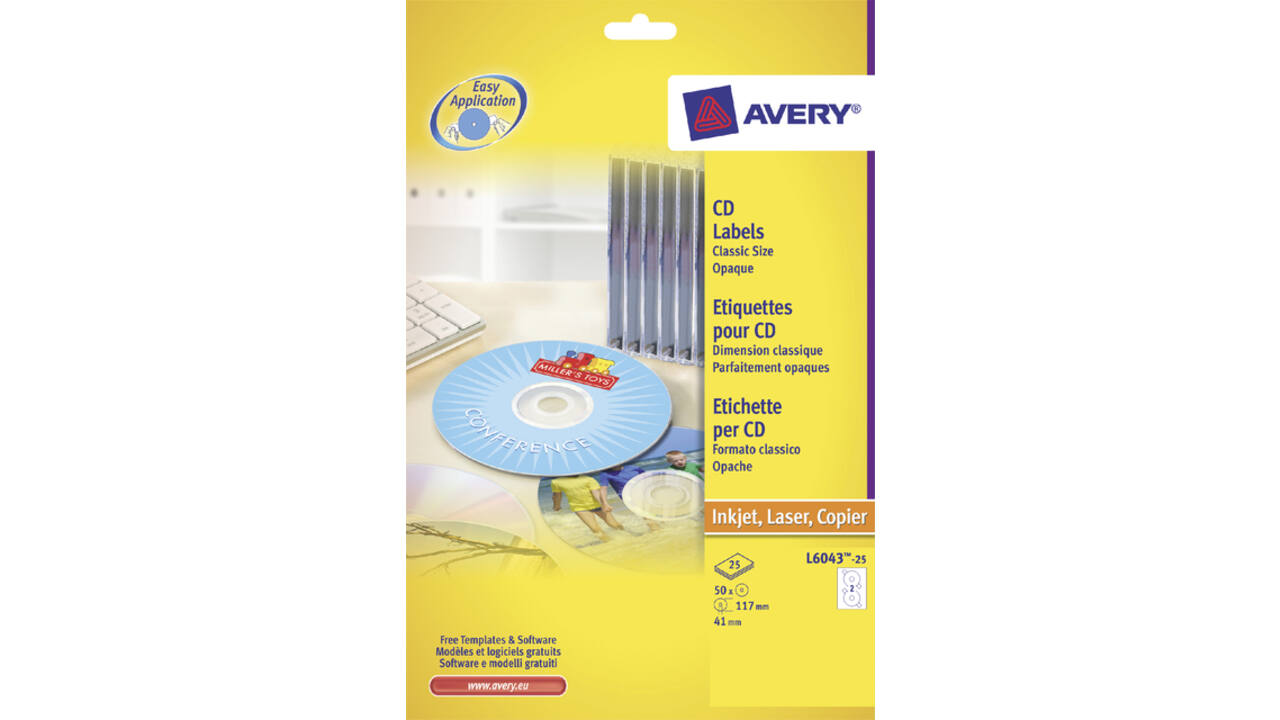 Etiket Avery L6043-25 CD wit 50 stuks