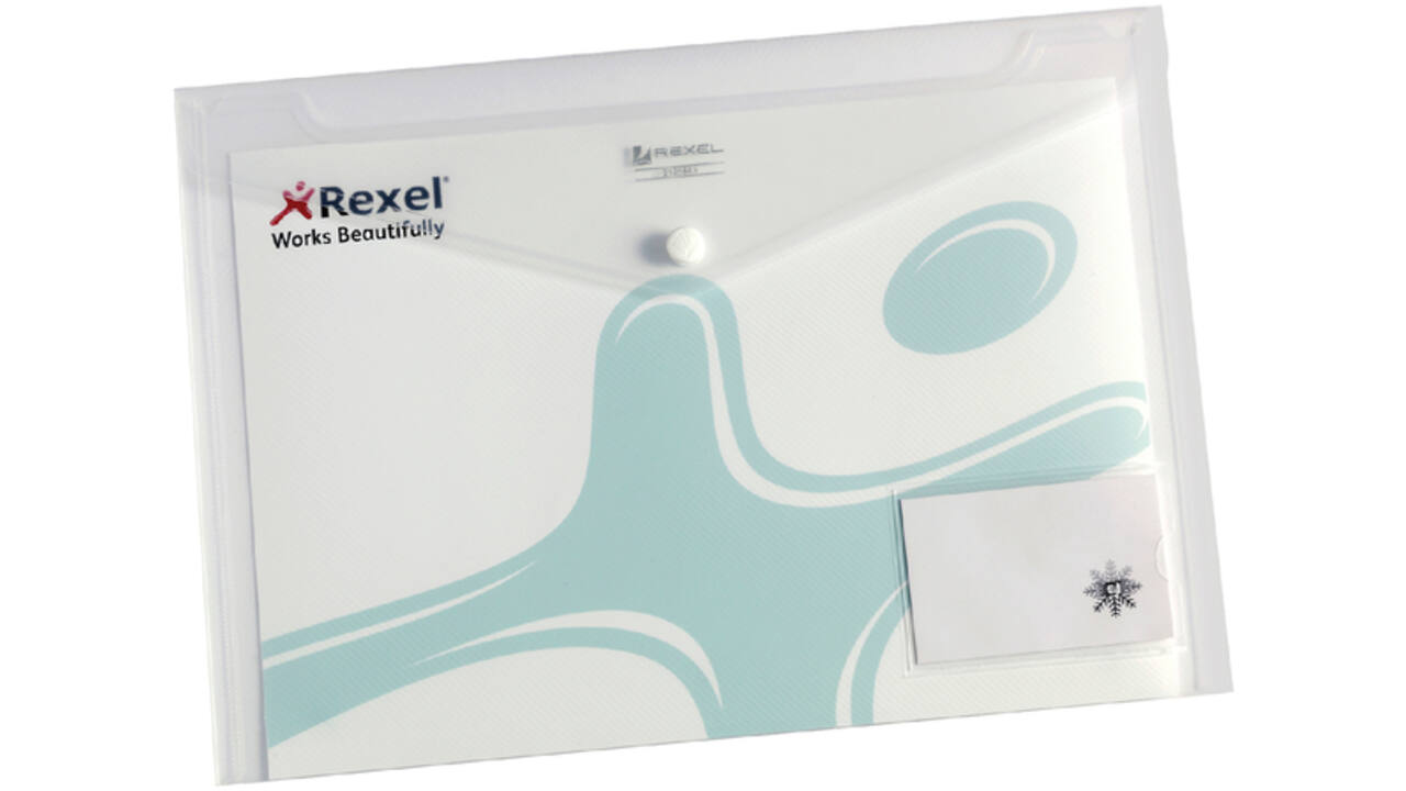 Enveloptas Rexel ice A4 + visitekaart transparant