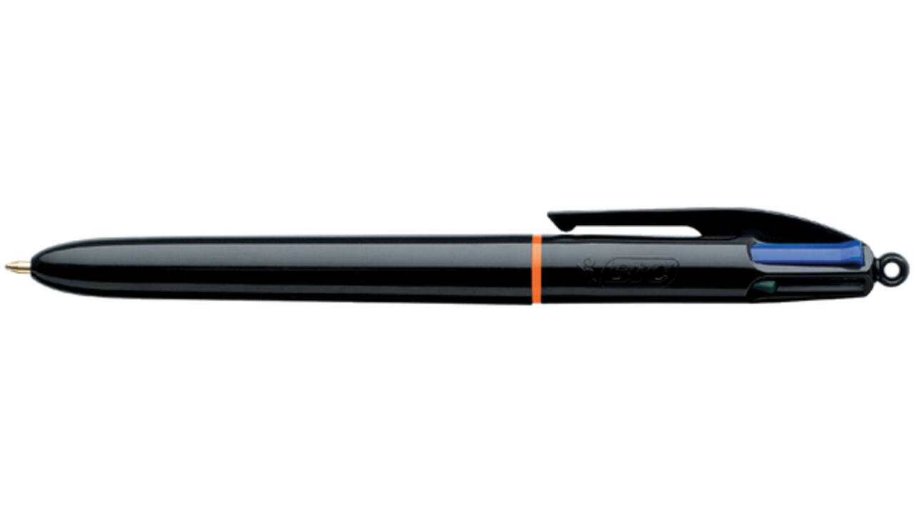 Balpen Bic 4kleuren Pro met ring medium zwart