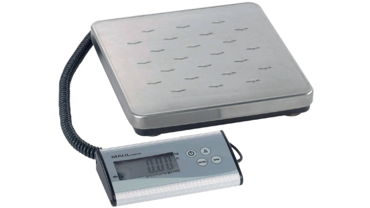 Pakketweger MAUL Cargo 120kg metalen plateau 27x27cm +9V batterij zilver