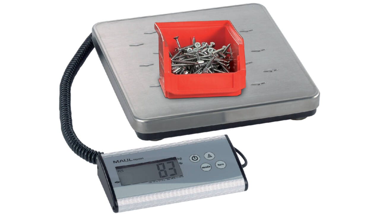 Pakketweger MAUL Cargo 120kg metalen plateau 27x27cm +9V batterij zilver