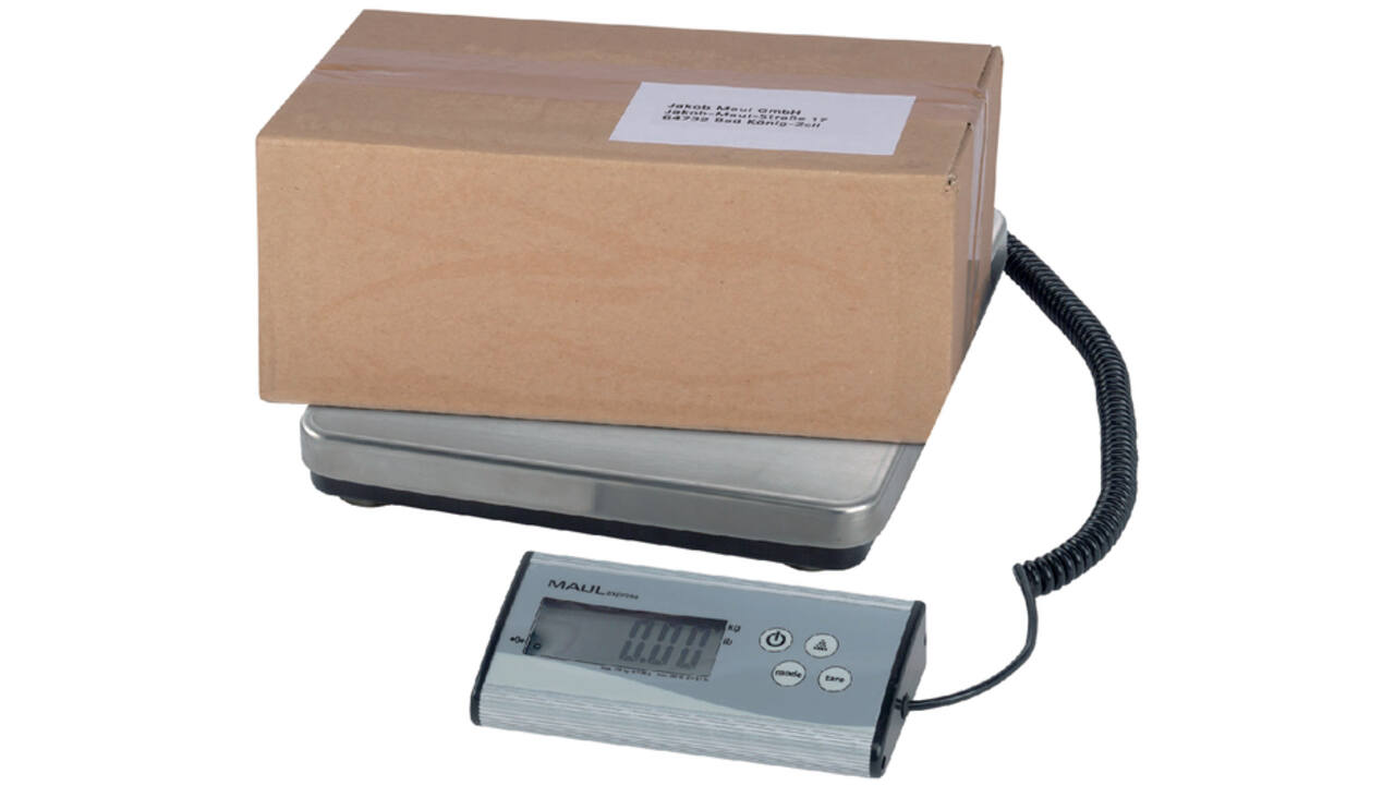Pakketweger MAUL Cargo 50kg metalen plateau 27x27cm + 9V batterij zilver