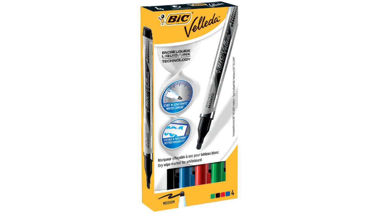 Viltstift Bic Velleda liquid whiteboard rond medium assorti doos à 4 stuks